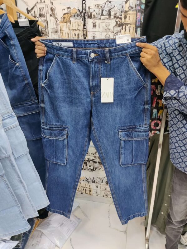 Mid Blue Non rib cargo pant