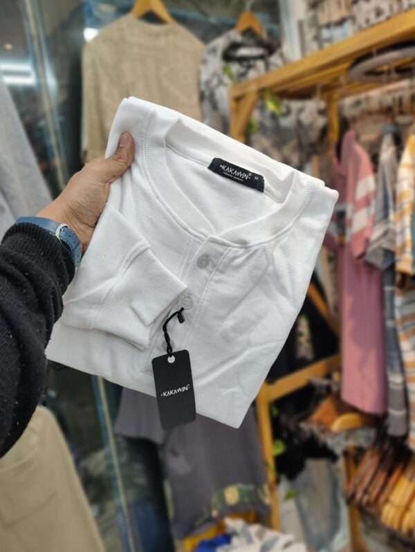 White full sleeve henley t-shirt